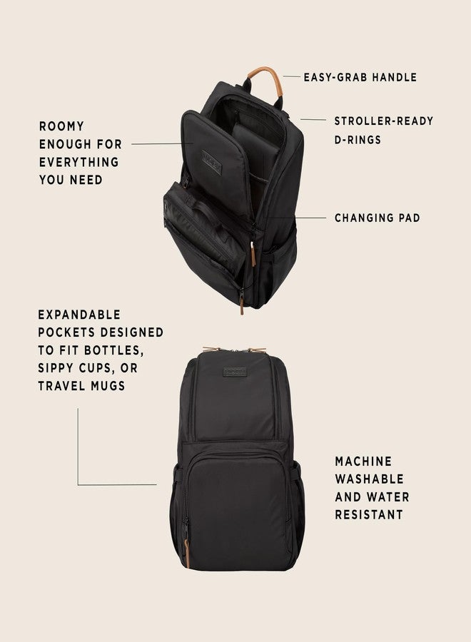 Moby Parent Pack Diaper Bag Backpack, Stylish & Practical for Parents On-the-Go, Holds All Baby Essentials, For Everyday Use & Travel (Black) - Image 2